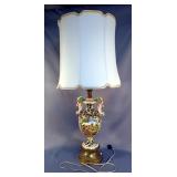 Capodimonte Styled Painted Porcelain Table Lamp With Metal Base 41.5", Powers On