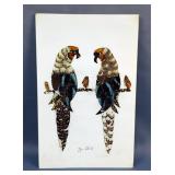 Jija Oduka Hand Crafted African Butterfly Wing Art Of Two Birds, 9" x 14"