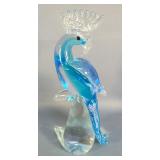 Murano Style Art Glass Bird Of Paradise, 11" Tall