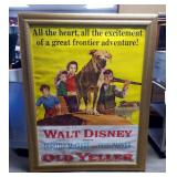 Walt Disney Old Yeller Poster Mounted on Canvas Board, 55" x 43", Has Some Staining, Reverse Side Sa