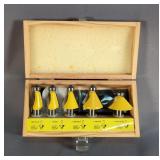 Yonico Chamfer & Bevel Edging Router Bits, In Wood Case