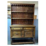 Antique Hand Crafted 2-Piece Hutch With Scalloped Shelving