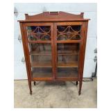 OAK CHINA CABINET W/ DOUBLE GLASS DOORS