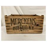 100LBS MERCKENS BUFFALO NY WOODEN BOX