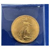 1908 MS63 $20 GOLD ST. GAUDENS NO MOTTO