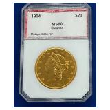 1904 $20 MS60 GOLD LIBERTY HEAD