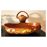 1940s Roseville Pottery Freesia Double Handle Console Bowl EXCELLENT & Freesia Handle Bown in Backgr