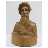 Very Nicely Carved Vintage Carving of Man Smoking a Pipe