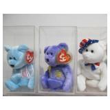 Group of Beanie Babies with Acrylic Collector