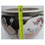 Large Chinese Art Potter Fish & Birds Planter