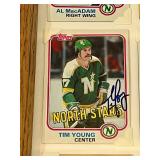 Large Framed 28 Card Minnesota North Stars Hockey Cards with 10 Signed -  Lou Nanne, J.P. Parise, Jim Drouin, Bobby Smith, Bill Goldsworthy, Dennis Hextall, Barry Gibbs, Tim Young, Cesare Maniago, Hen
