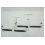 Pair of White Overhead used Storage Hooks with hardware
