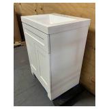 GLACIER BAY Everdean 25 in. W x 19 in. D x 34 in. H Single Sink Freestanding Bath Vanity in White with White Cultured Marble Top