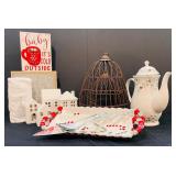Pfaltzgraff Winterberry Holiday Teapot, Platters, Birdcages and More!