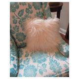 Ethan Allen  Arm Chair with custom upholstery and  Crate & Barrel  White Feather & Down  Texture Decorator Cushion