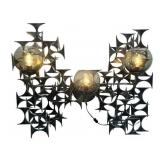Wonderful MCM Mid-Century Modern Original Brutalist Abstract Metal Hanging Wall Light in Excellent Working Condition - $100 Reserve Price