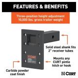 CURT Adjustable Pintle Mount (2 in. Shank, 10,000 lbs., 7 in. High, 6 in. Long)
