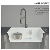GLACIER BAY Stonehaven 33 in. Drop-In Single Bowl White Ice Granite Composite Kitchen Sink with White Strainer