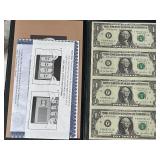Uncut Sheet of $1 Dollar Bills
