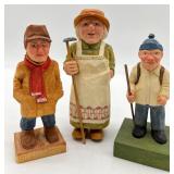 Artisan MARY & BOB ERICKSON Hand Carved Wood Figurines - QTY 3