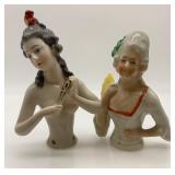 Antique Vintage Porcelain Boudoir Half Dolls - QTY 2