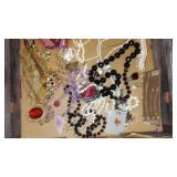 Lots Of Costume Necklaces, Earrings, Shirt Cuffs, Bracelets, Jewelry Box.