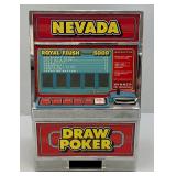 Vintage Miniature NEVADA DRAW POKER Machine 11" H x 7 1/4" L x 6" W