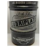 Vintage LUBRIPLATE Super Lubricant Metal Can With Lid 15" x 27" Tall (PERFECT FOR MAN-CAVE)