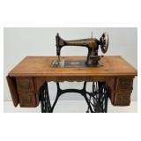 1891-1893 Singer Coffintop Sewing Machine Style 9  I.F. Or V.S. No. 2 Number 1164859 With Sphinx Design On Platform With Original Manual & More