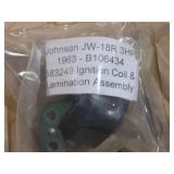 1963 Johnson JW-18R 3HP Vintage Boat Motor Parts: Ignition Coil and Lamination Assbly, Magneto Cam, Plug Wires
