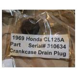 1969 Honda CL125A Vintage Motorcycle Parts: Inspection Caps, Drain Plug, Dip Stick