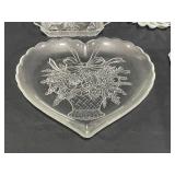 Beautiful Crystal Glass Dishes and Creamer inc. Mikasa Heart Platter 12.5", Solaris Plate 8.25", The Irena Collection 8.5" Relish Dish, Trellis 8.5" Oval Plate - Excellent Condition