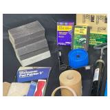 Various Handheld Sanding Blocks, Sanding Sheets, 2 KN95 Masks, Bag of Steel Wool, Sisal 300ft, Shims and Other Home Improvement Items
