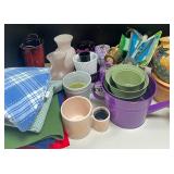 Mixed Lot of Planters, Vases and Linens