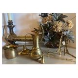 Brass Decor Lot with Lamp and Scale