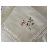 Beautiful Vintage Embroidered Rose Linens