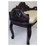 Carved Wooden Decorative Small Bench with a Grape Motif
