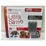 2TB Seagate Ultra Slim External Hard Drive USB 3.0 Silver
