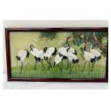 Red Crowned Cranes Under Pine Trees Framed Silk Embroidery