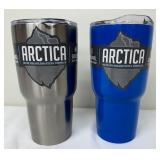 Two Arctica 30 oz Stainless Steel Tumblers NEW Silver & Blue
