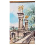 Original Oil on Canvas Painting Eiffel Tower from Pont Alexandre III Bridge, Paris France