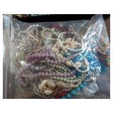 Large Bag Of Assorted Jewelry & Contents On The Tray