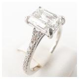 ***14k*** White gold, Emerald Cut 1.86ct LG Diamond Engagement Ring - Low Reserve