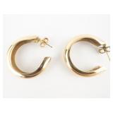 Chunky Size & Lightweight Gold Plated Base Metal Post Back Hoop Earrings.