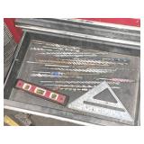 Drawer #3 Hand Tools - Assorted Masonry Bits, Construction Square, Box Level