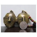 Old Naga Brass LARGE Double Face Pendant Necklace
