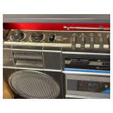 BASEMENT - Vintage Boombox with Cassette Playback and Collection of 8-Track Tapes