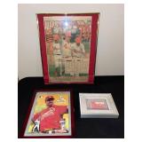 BASEMENT - Framed Mark McGwire Collectible Lot - Newspaper, Poster, Game Ticket