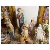 BASEMENT - Lot of Assorted Porcelain Figurines and Decorative Basket