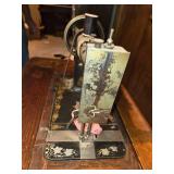 Vintage Illinois Sewing Machine and Cabinet, Including Contents